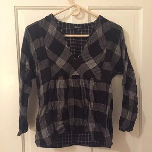 Madewell B&W Plaid Top